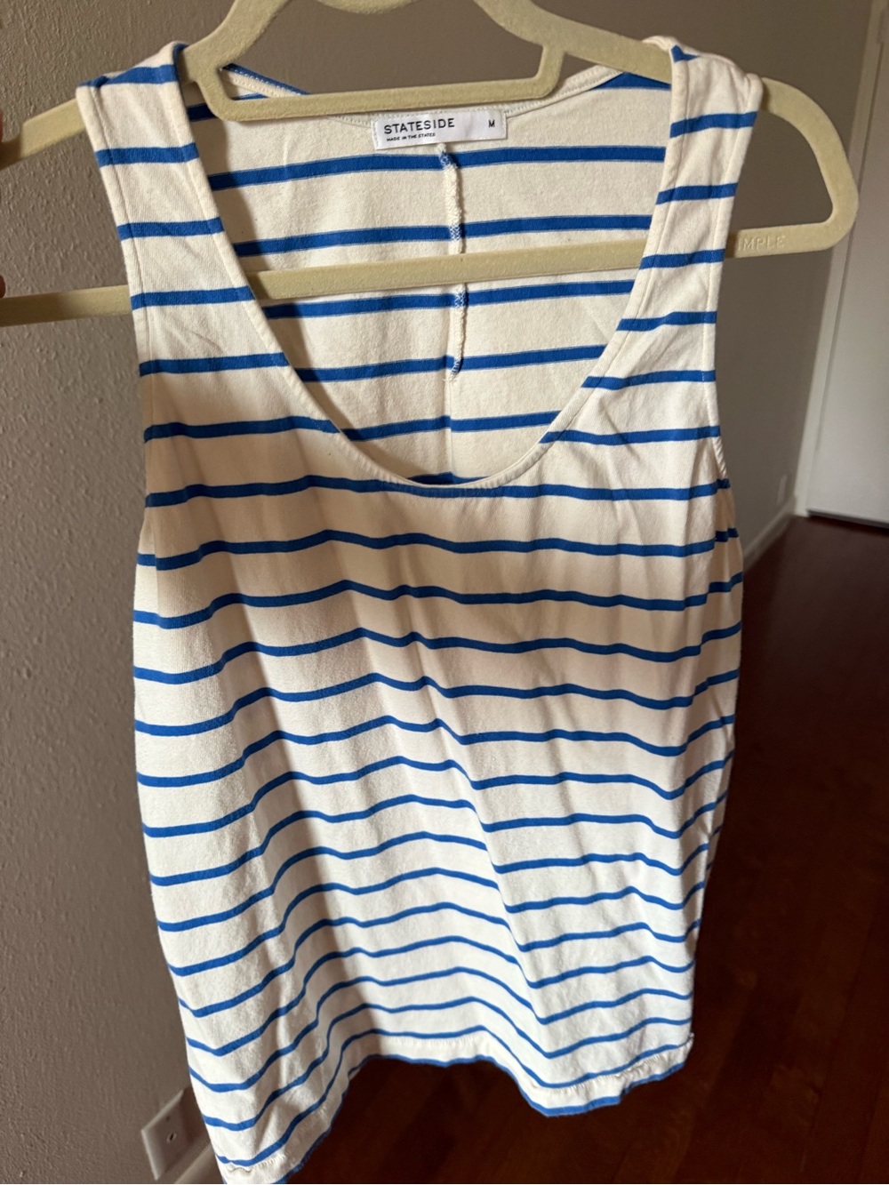 Stateside White and Blue Striped Scoop Tank